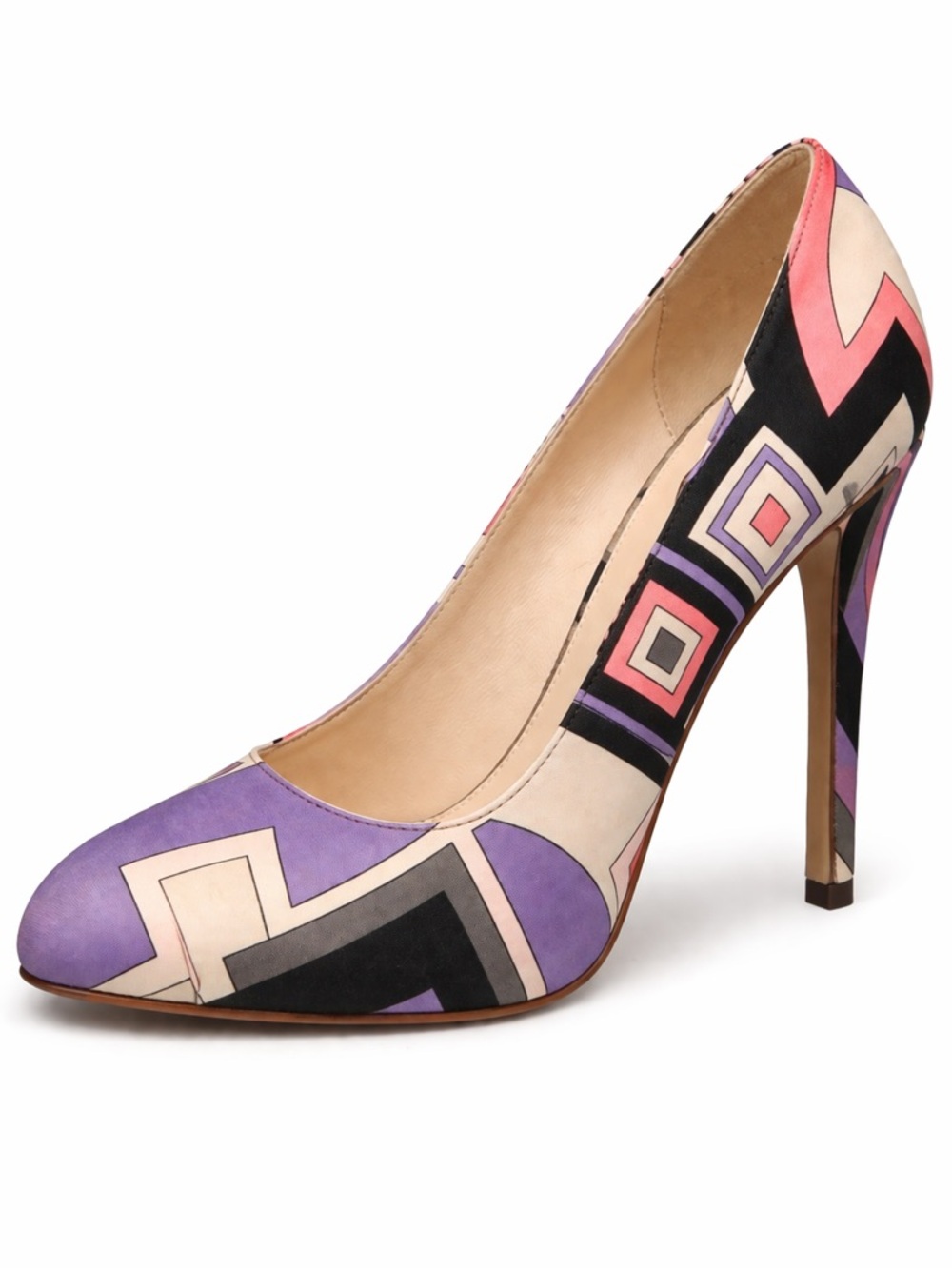 EMILIO PUCCI Abstract Print Black & Purple Heels ~ Sz 39.5 (9 US)